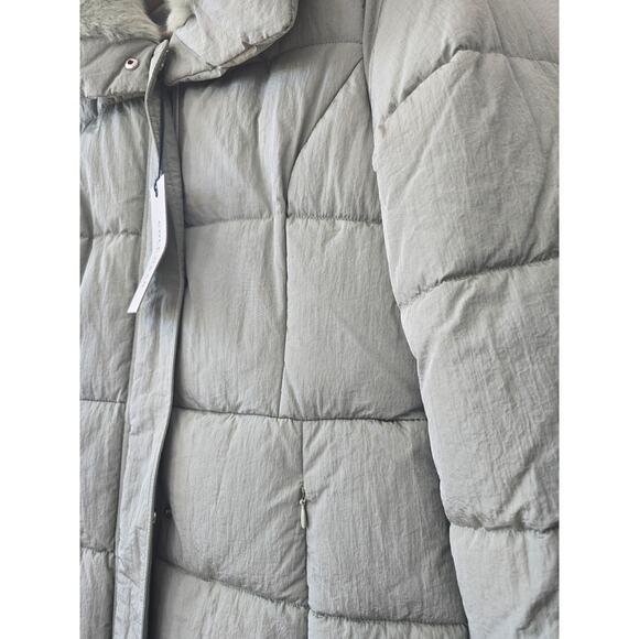 Cole Haan Signature Puffer Jacket XS Faux Fur Collar Green NWT Winter Coat - Picture 4 of 11